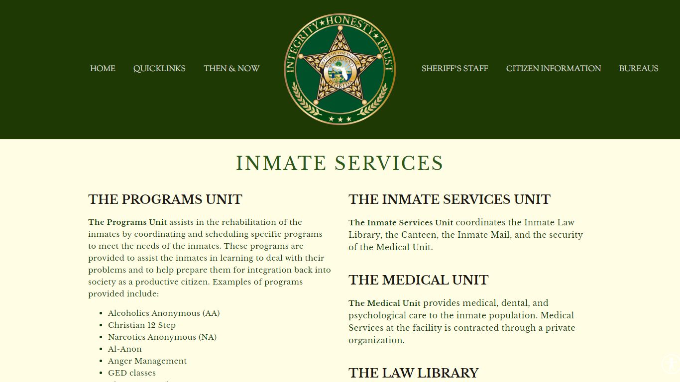 INMATE SERVICES — Marion County Sheriff's Office